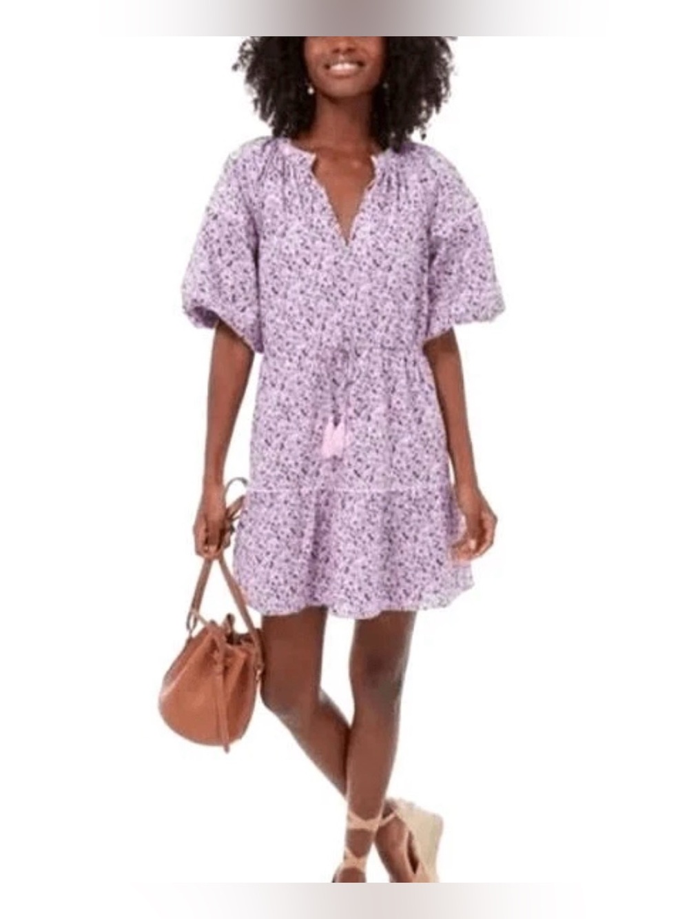 Hyacinth House Tuckernuck Cotton Matilda Dress in Purple Floral - Size XS